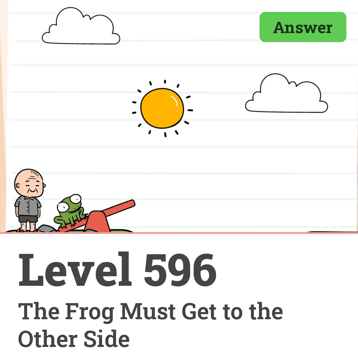 Brain Test: Tricky Puzzles Level 596 answer – The Frog Must Get to the Other Side