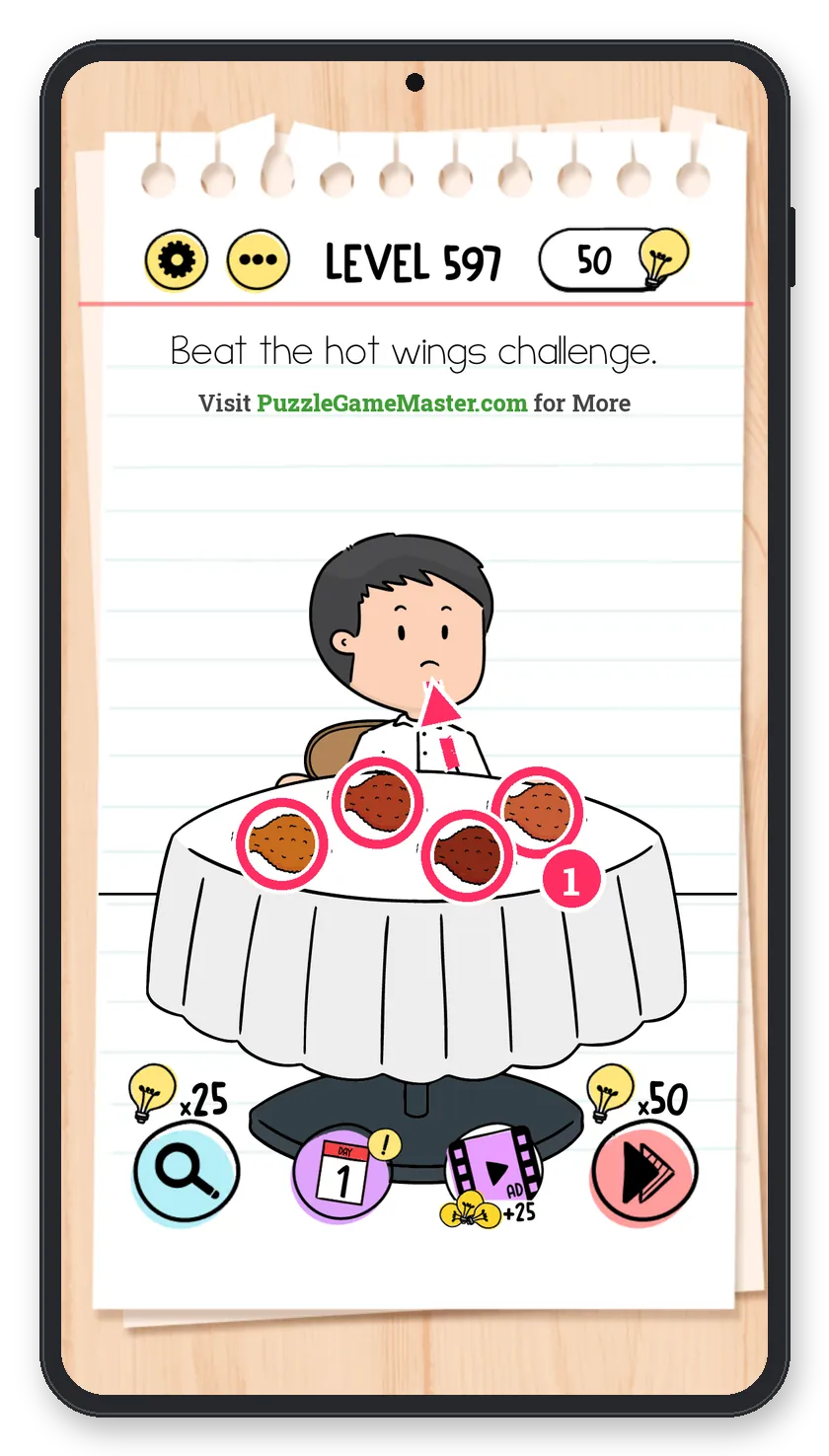Brain Test: Tricky Puzzles Level 597 step 1: Eat
