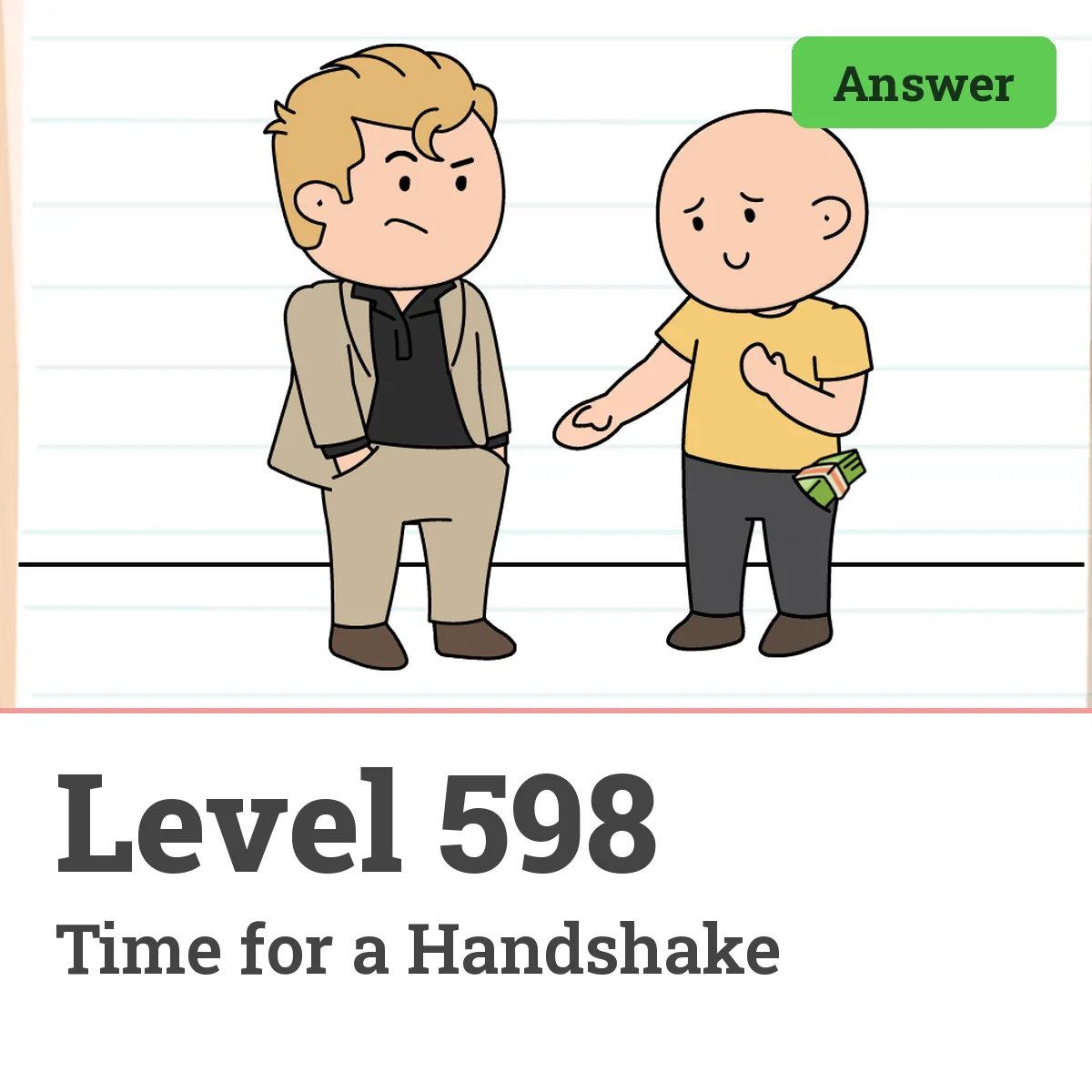 Brain Test: Tricky Puzzles Level 598 answer – Time for a Handshake