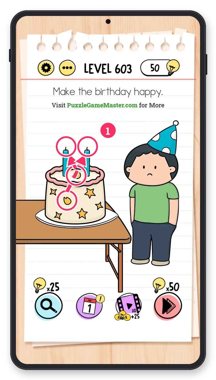 Brain Test: Tricky Puzzles Level 603 answer with steps marked