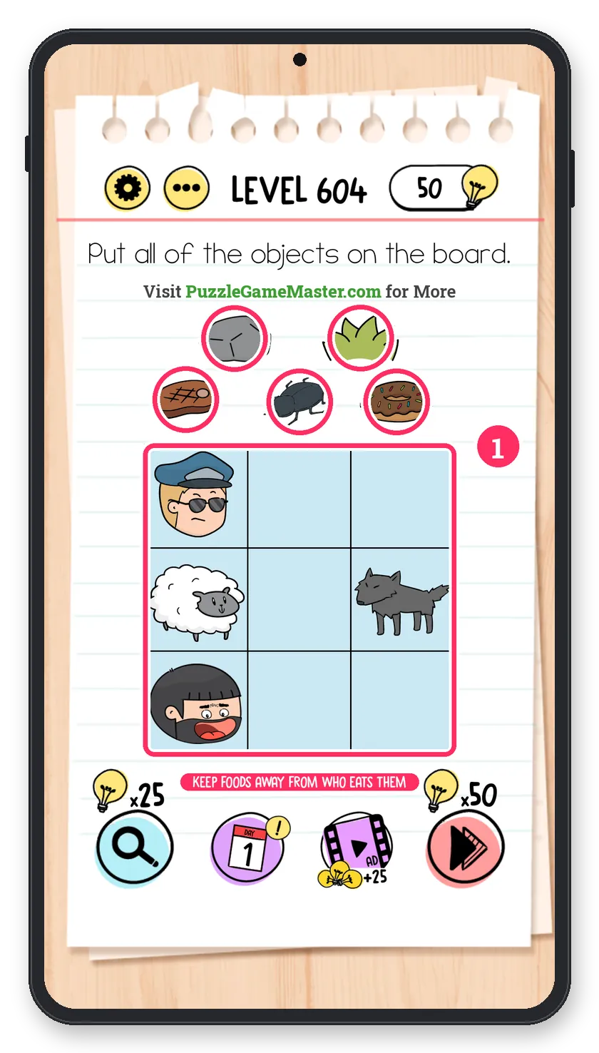 Brain Test: Tricky Puzzles Level 604 answer with steps marked