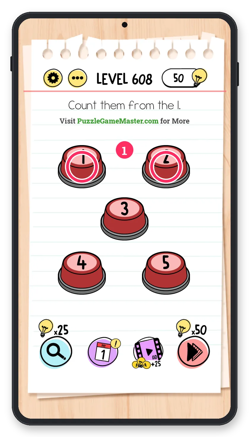 Brain Test: Tricky Puzzles Level 608 step 1: Start