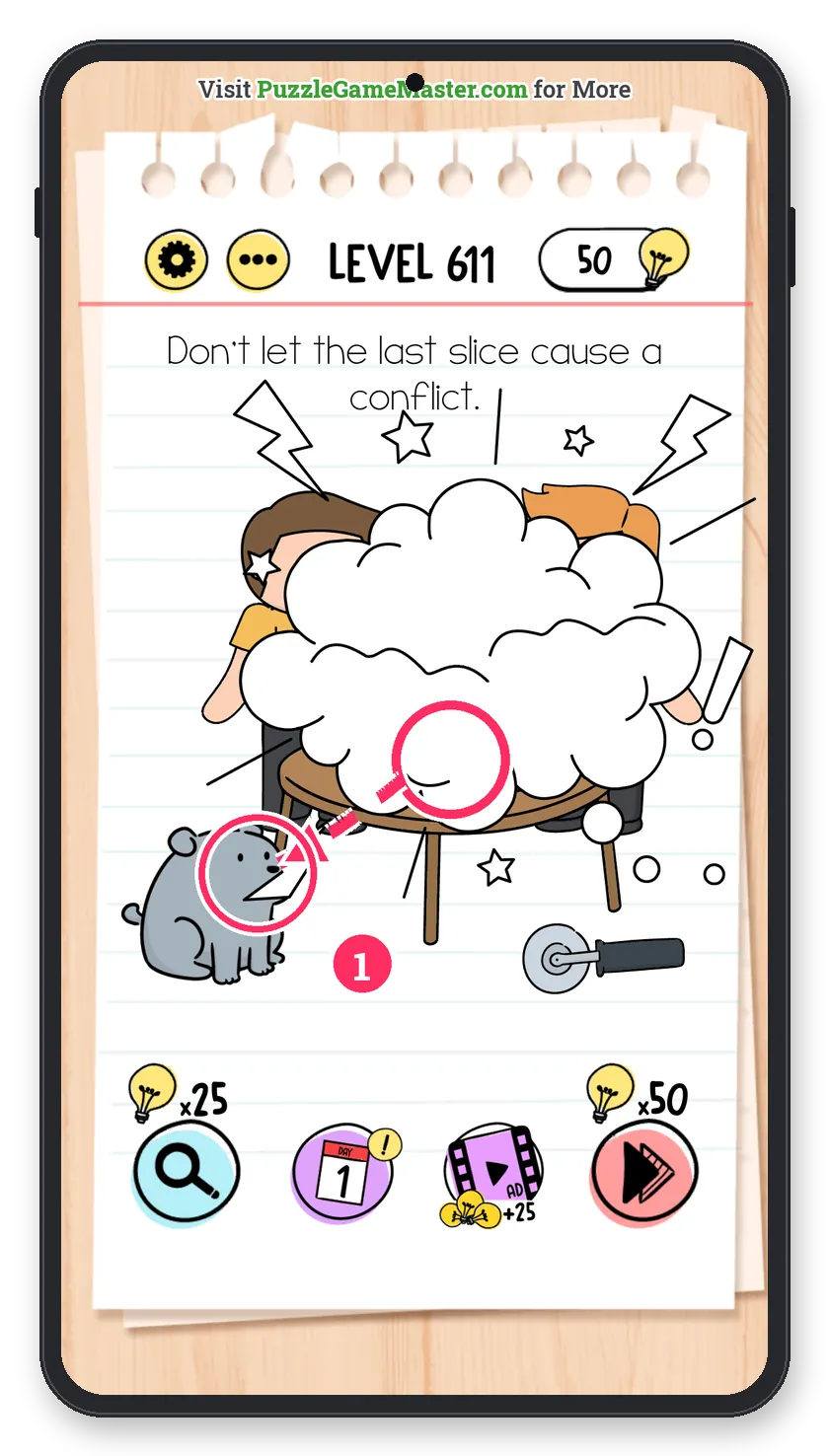 Brain Test: Tricky Puzzles Level 611 answer with steps marked