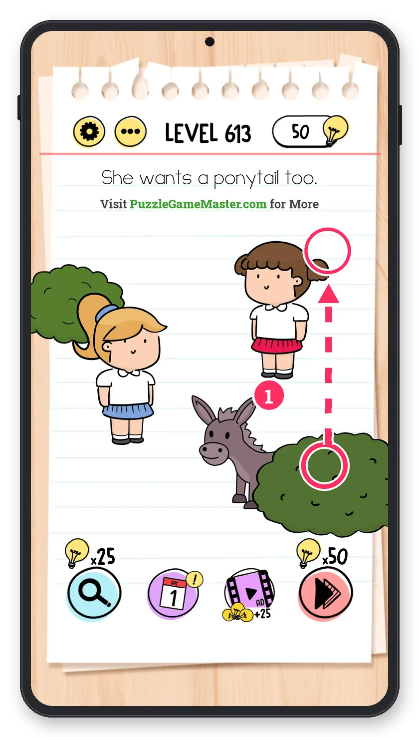 Brain Test: Tricky Puzzles Level 613 answer with steps marked