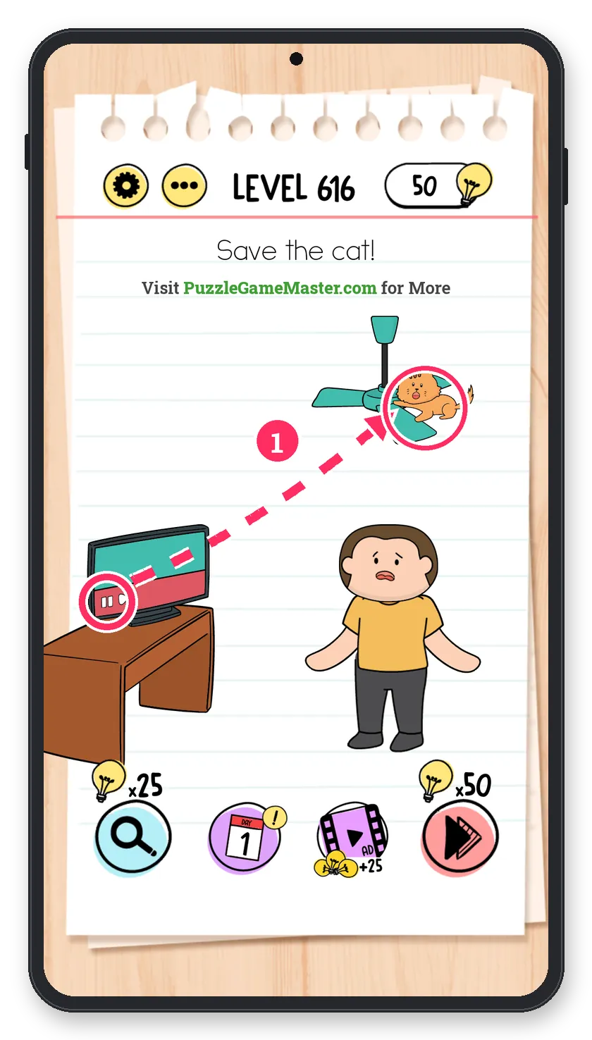 Brain Test: Tricky Puzzles Level 616 answer with steps marked