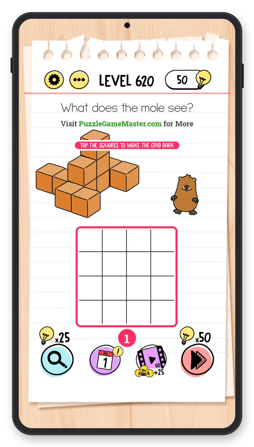 Brain Test: Tricky Puzzles Level 620 answer with steps marked