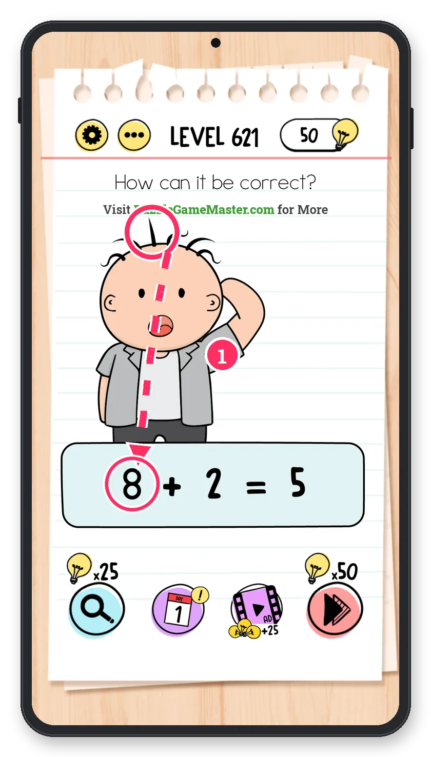 Brain Test: Tricky Puzzles Level 621 answer with steps marked
