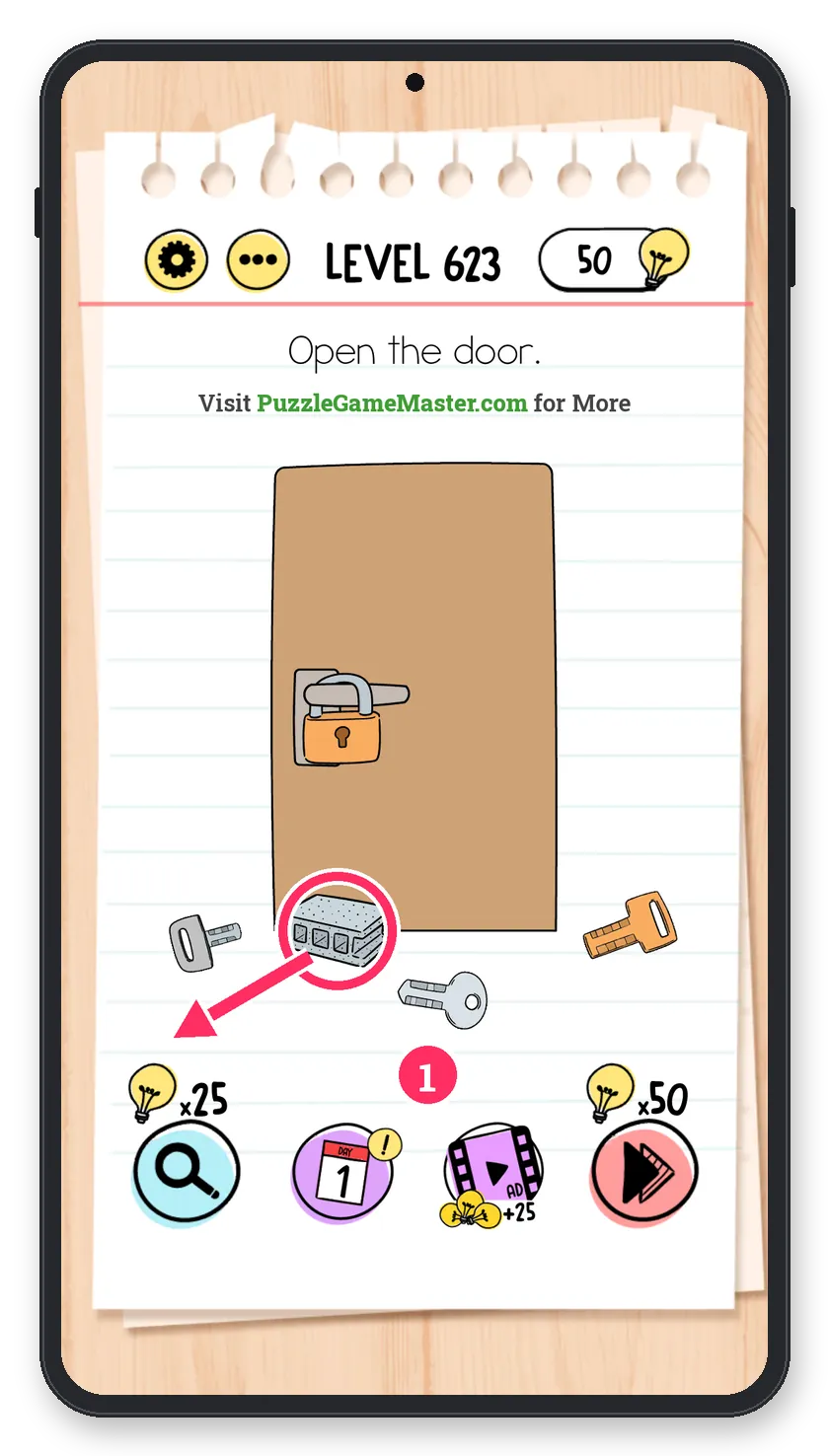 Brain Test: Tricky Puzzles Level 623 answer with steps marked