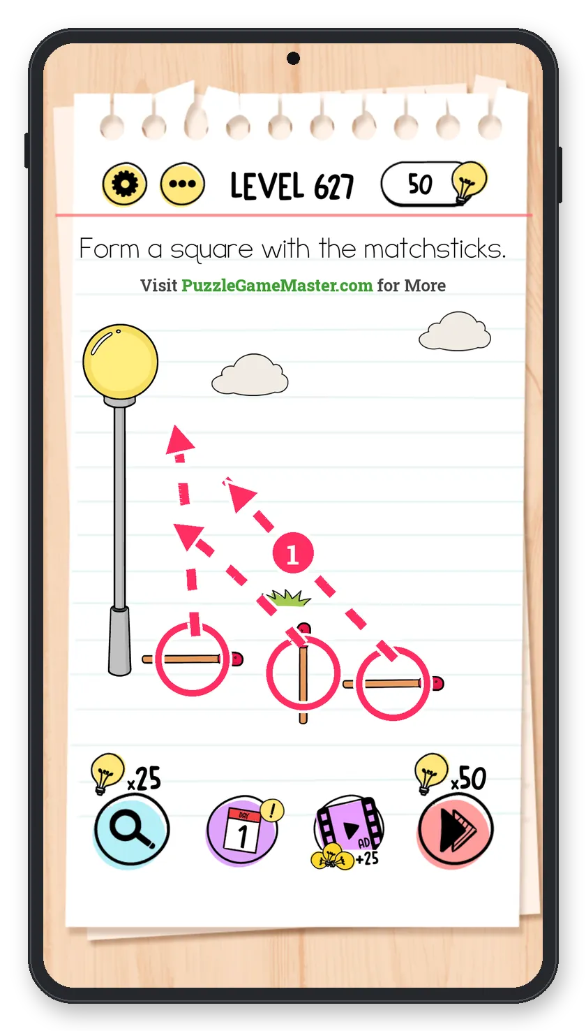 Brain Test: Tricky Puzzles Level 627 answer with steps marked