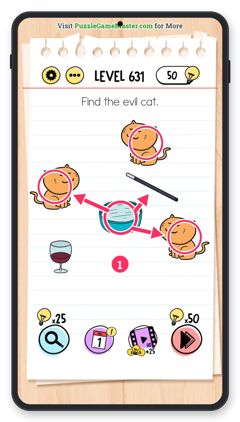 Brain Test: Tricky Puzzles Level 631 step 1: Check reflections