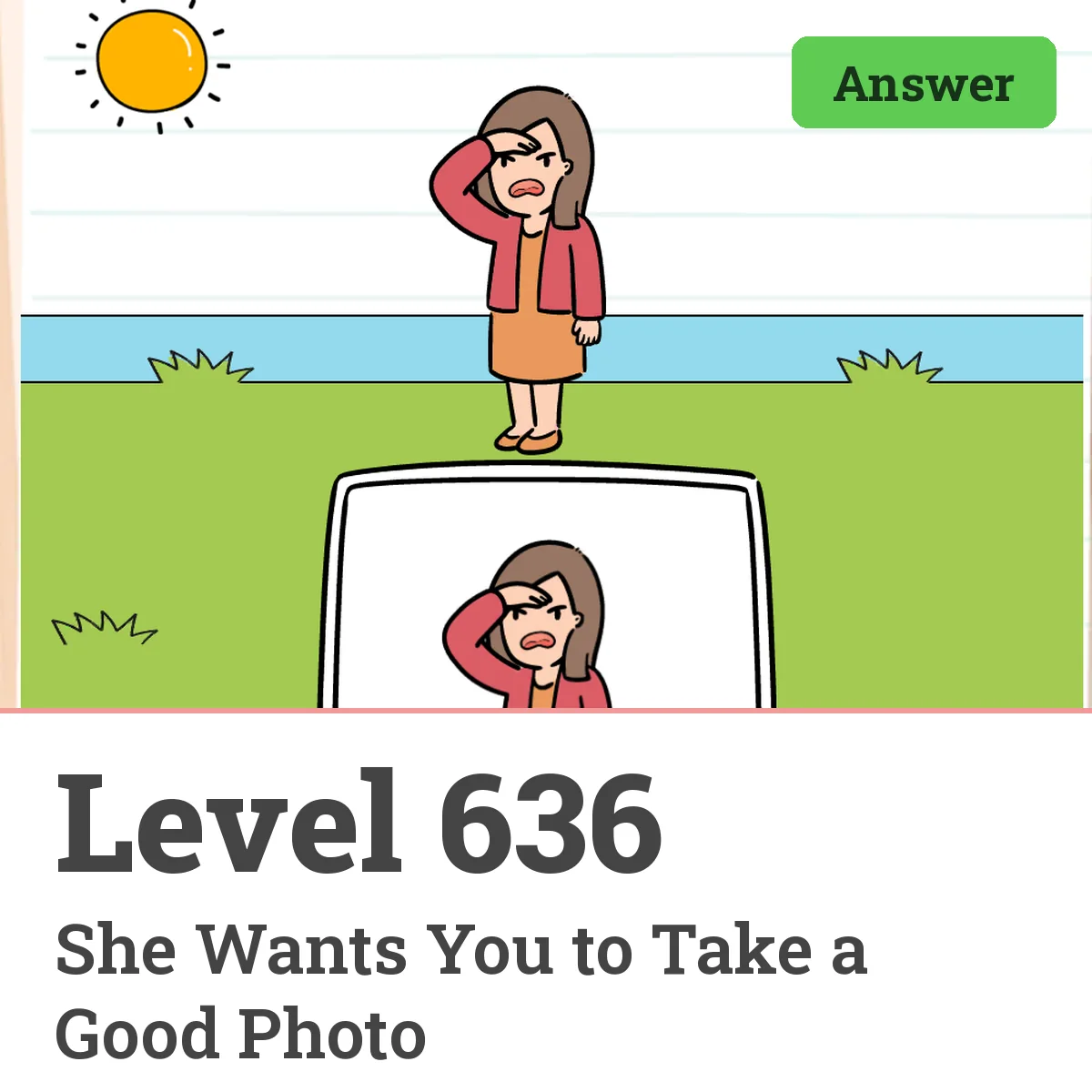 Brain Test: Tricky Puzzles Level 636 answer – She Wants You to Take a Good Photo