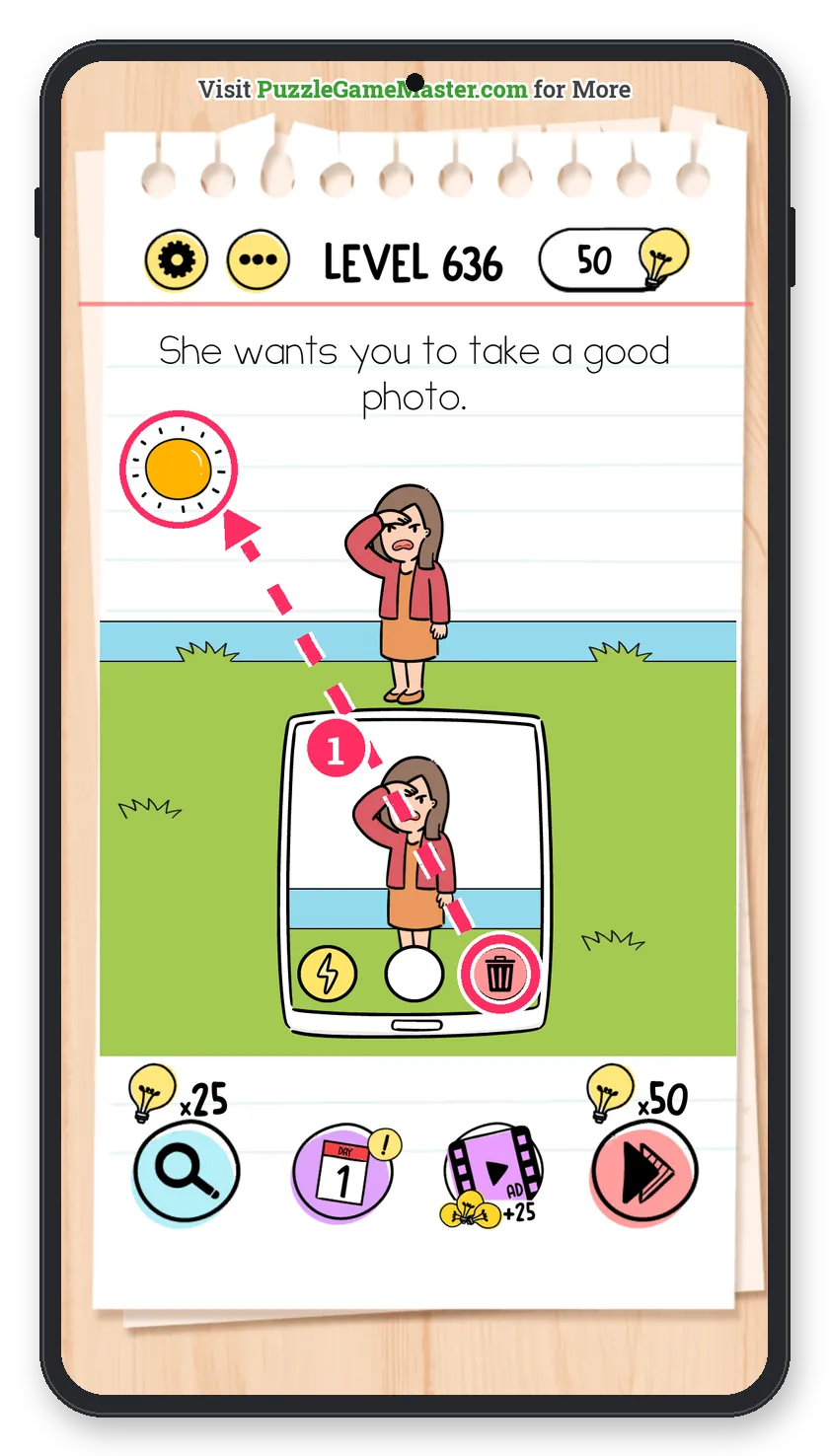 Brain Test: Tricky Puzzles Level 636 step 1: Delete the sun