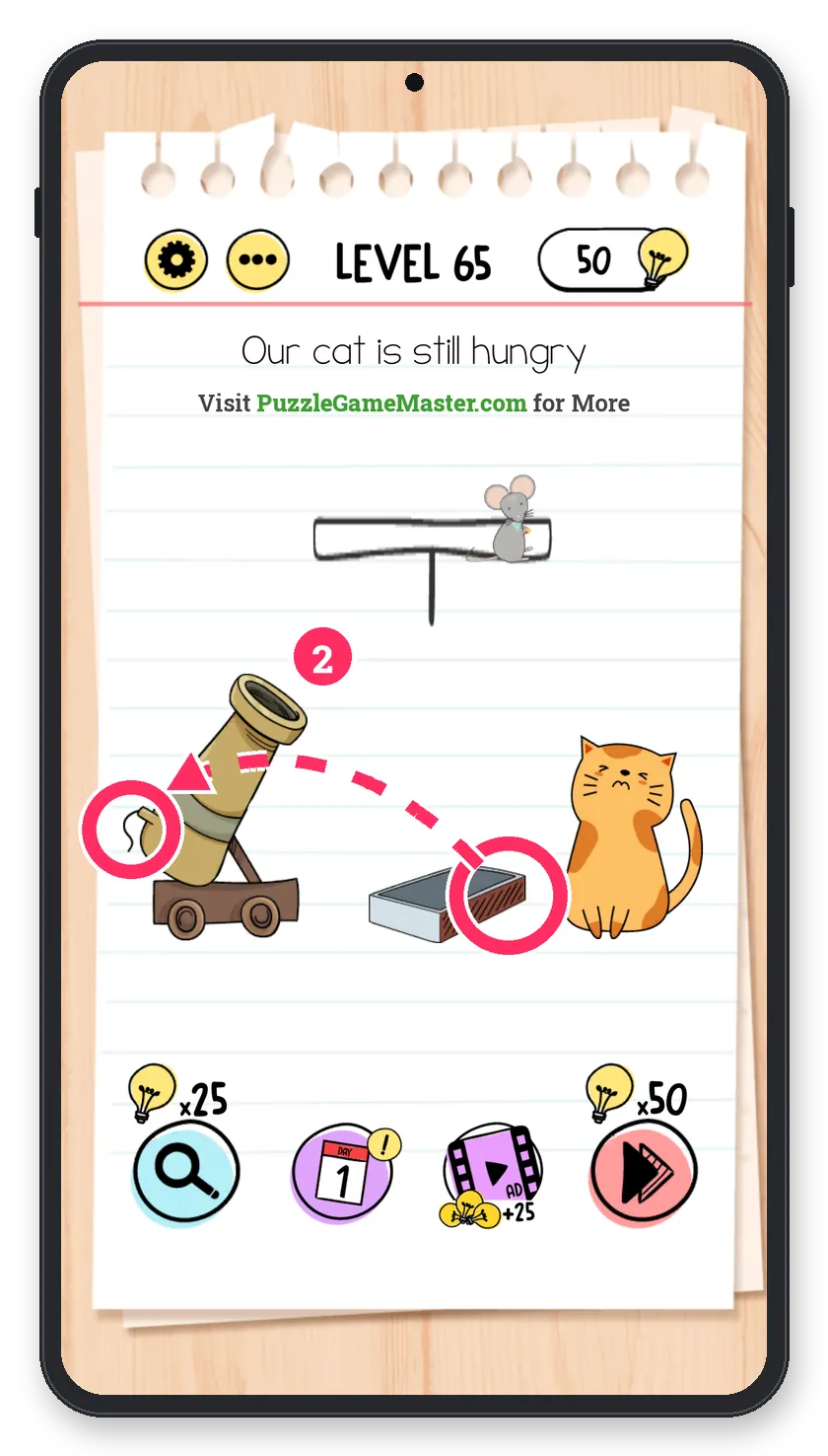 Brain Test: Tricky Puzzles Level 65 step 2: Light the cannon