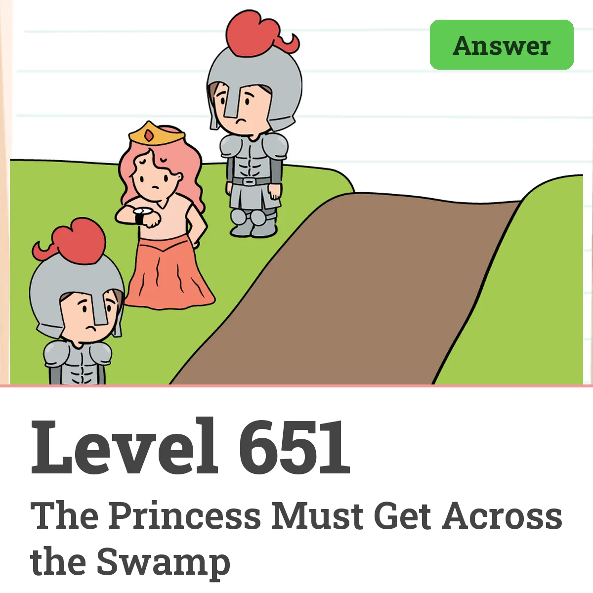 Brain Test: Tricky Puzzles Level 651 answer – The Princess Must Get Across the Swamp