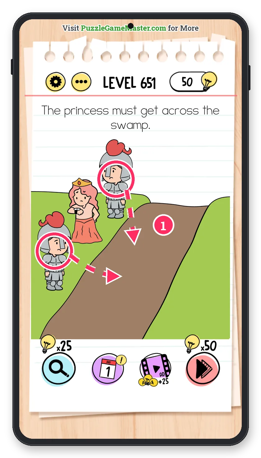 Brain Test: Tricky Puzzles Level 651 step 1: Place the knights