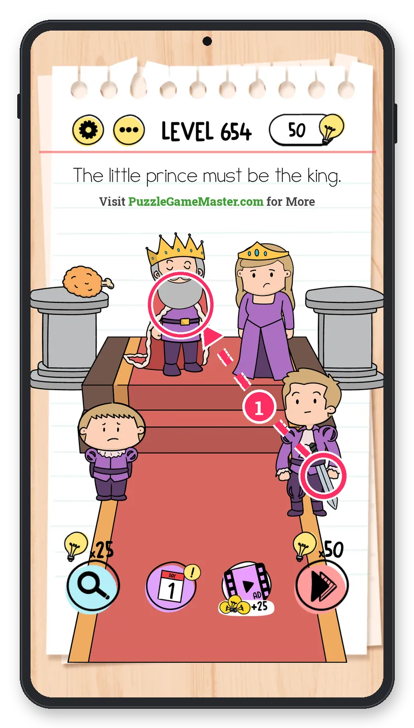 Brain Test: Tricky Puzzles Level 654 step 1: Stab the king
