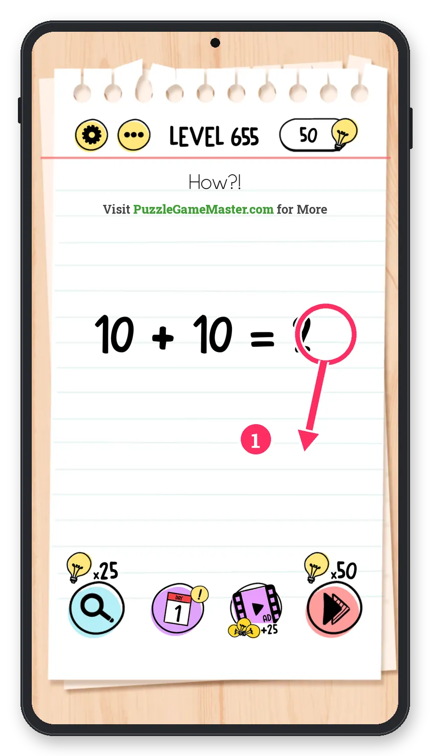 Brain Test: Tricky Puzzles Level 655 answer with steps marked