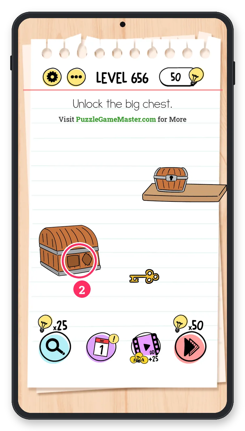 Brain Test: Tricky Puzzles Level 656 step 2: Unlock the big one