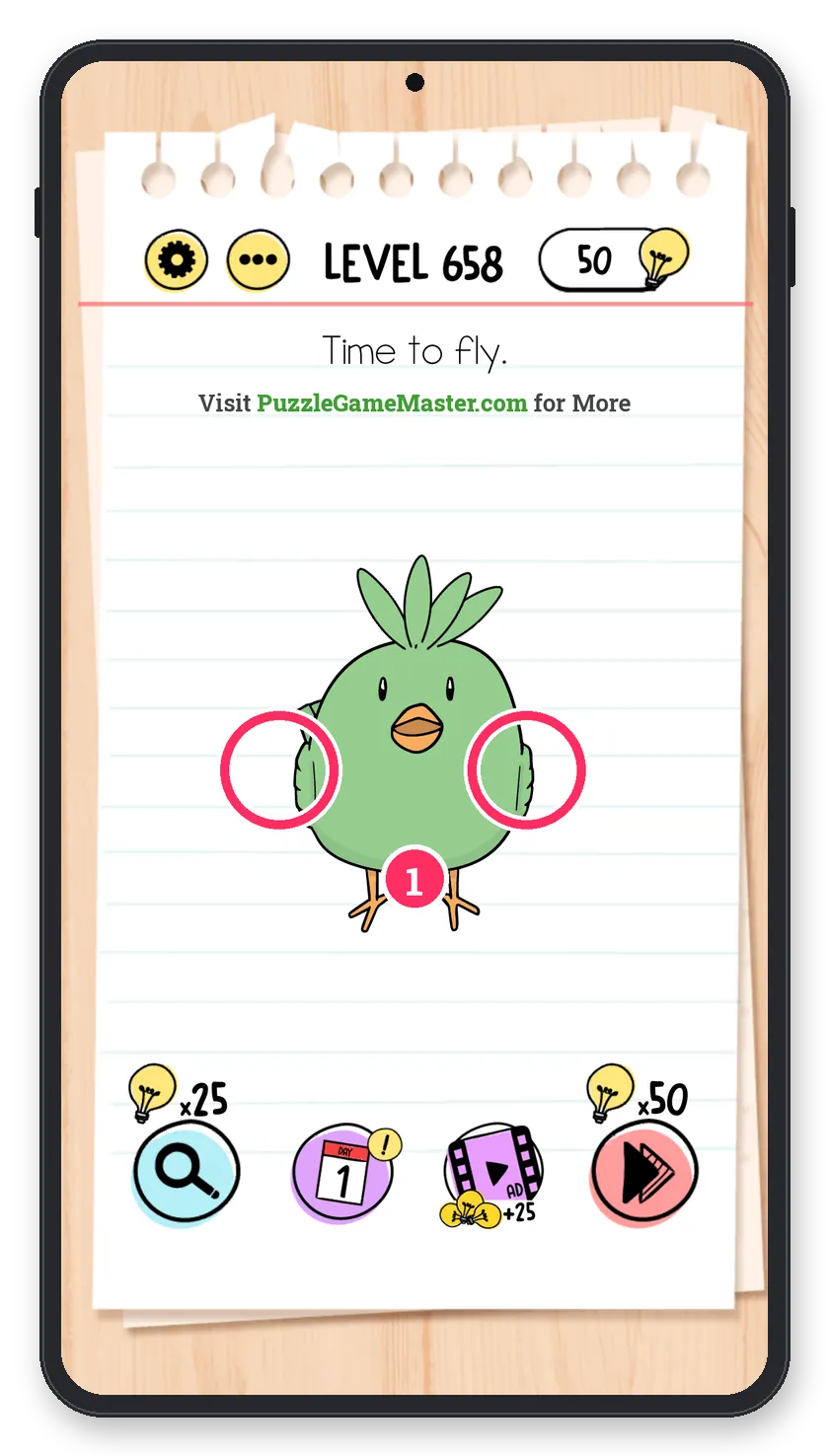 Brain Test: Tricky Puzzles Level 658 step 1: Raise the wings