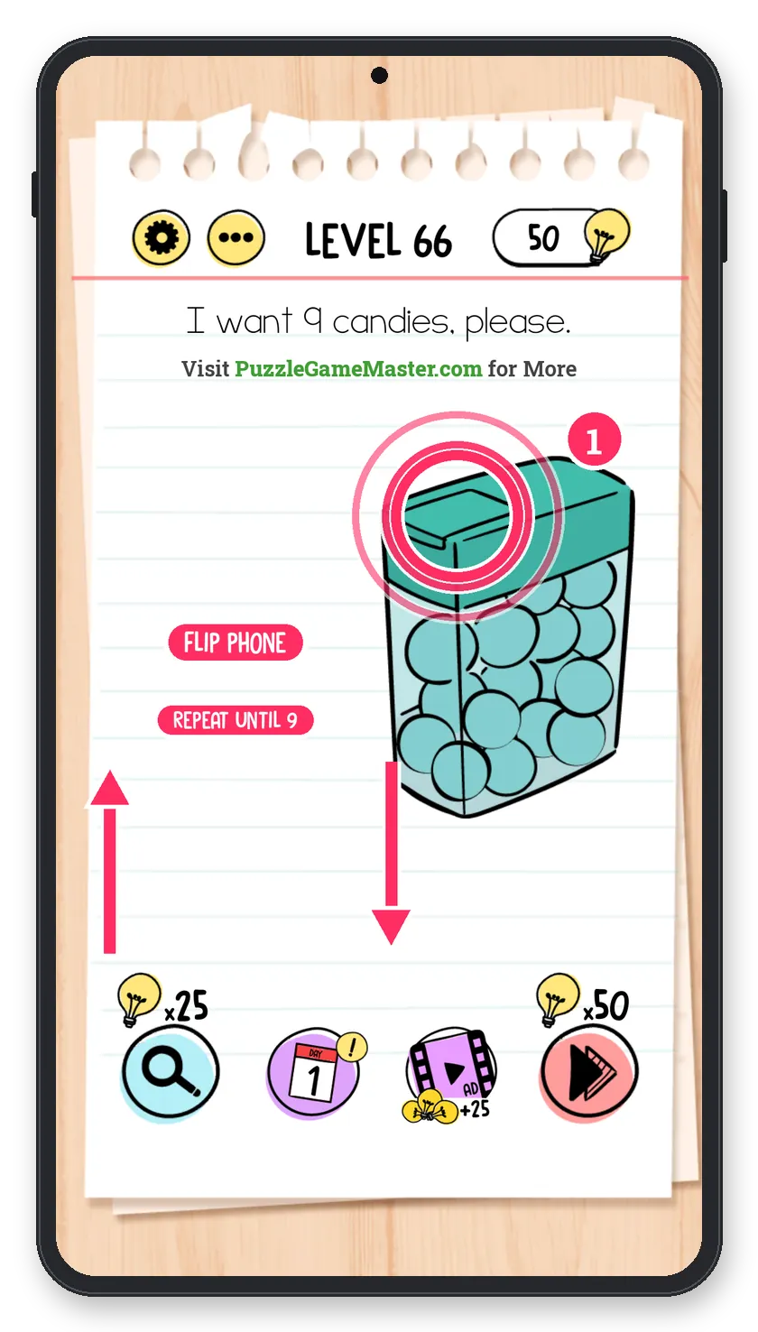 Brain Test: Tricky Puzzles Level 66 answer with steps marked