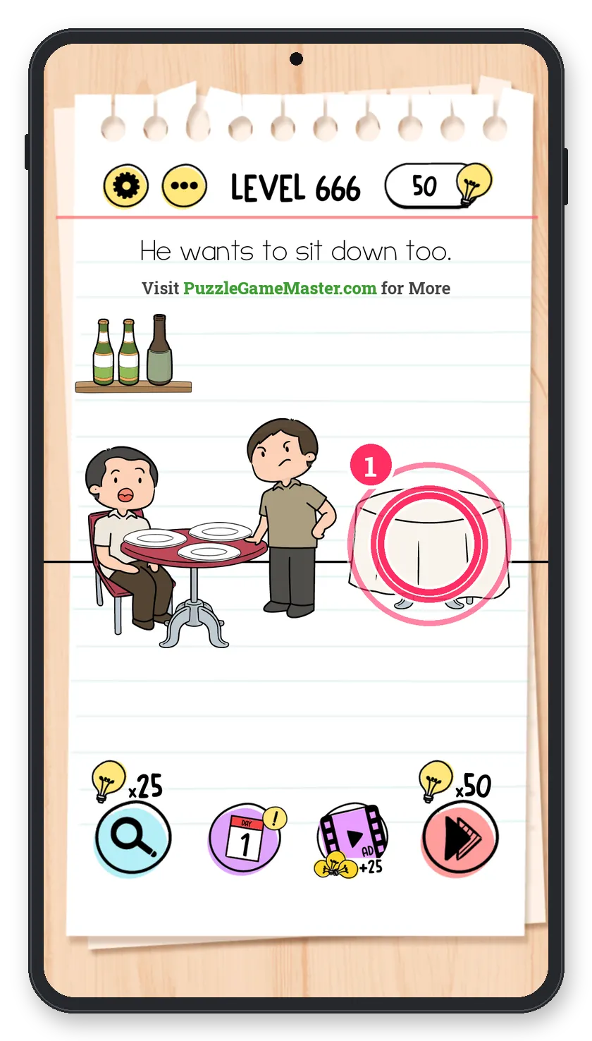Brain Test: Tricky Puzzles Level 666 step 1: Find the chair