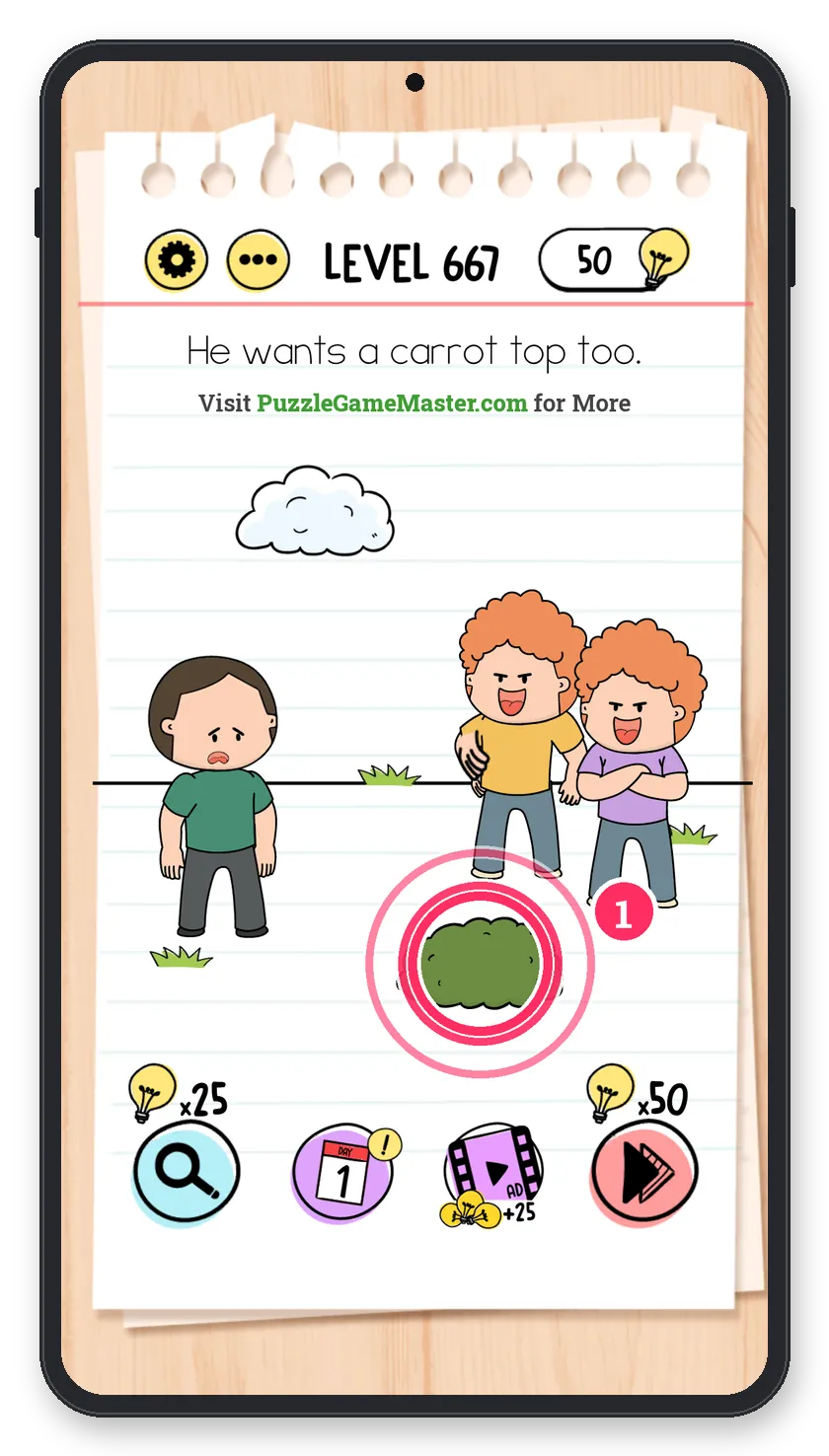 Brain Test: Tricky Puzzles Level 667 step 1: Shock the bush
