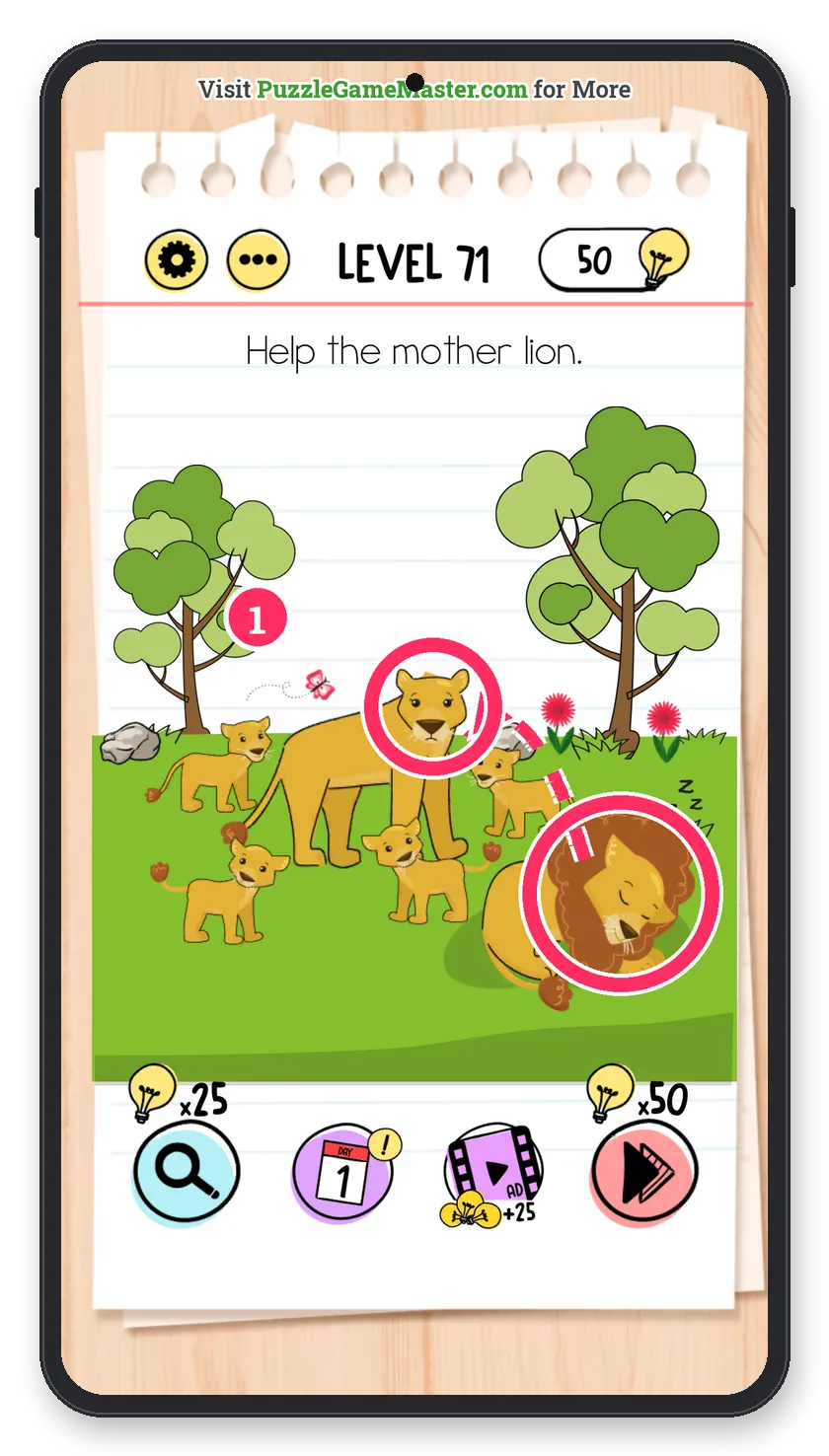 Brain Test: Tricky Puzzles Level 71 answer with steps marked