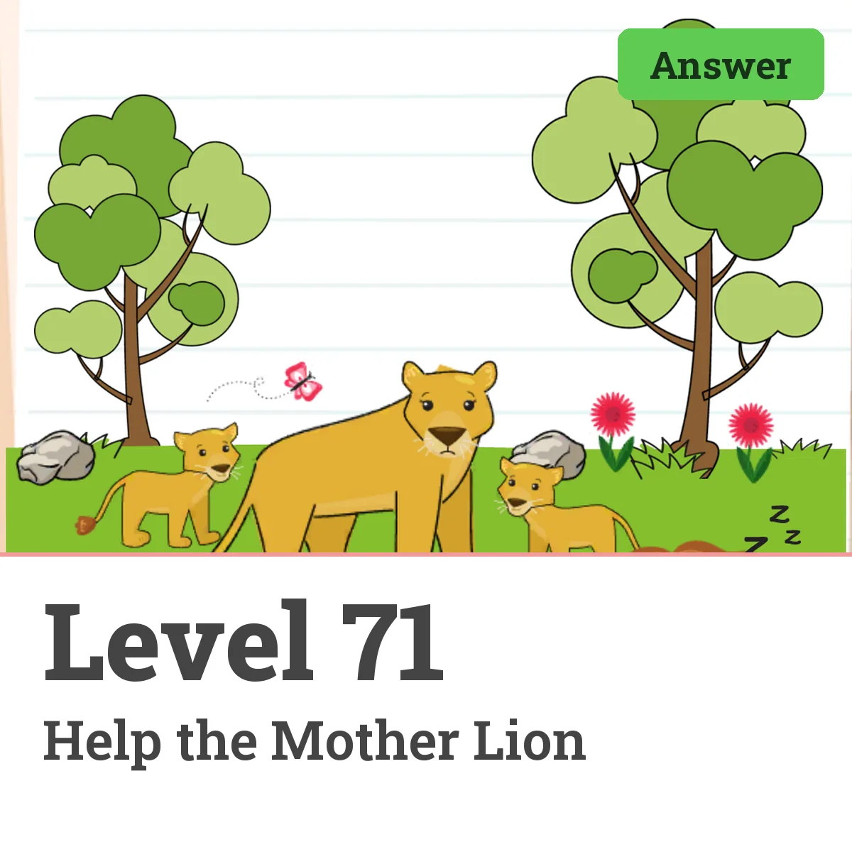Brain Test: Tricky Puzzles Level 71 answer – Help the Mother Lion