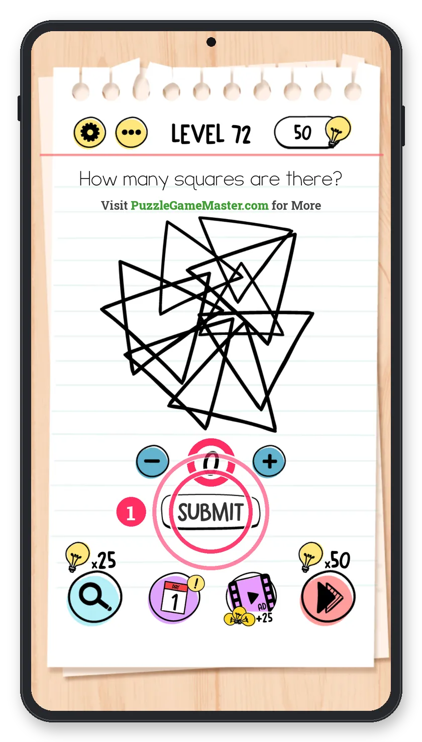 Brain Test: Tricky Puzzles Level 72 answer with steps marked