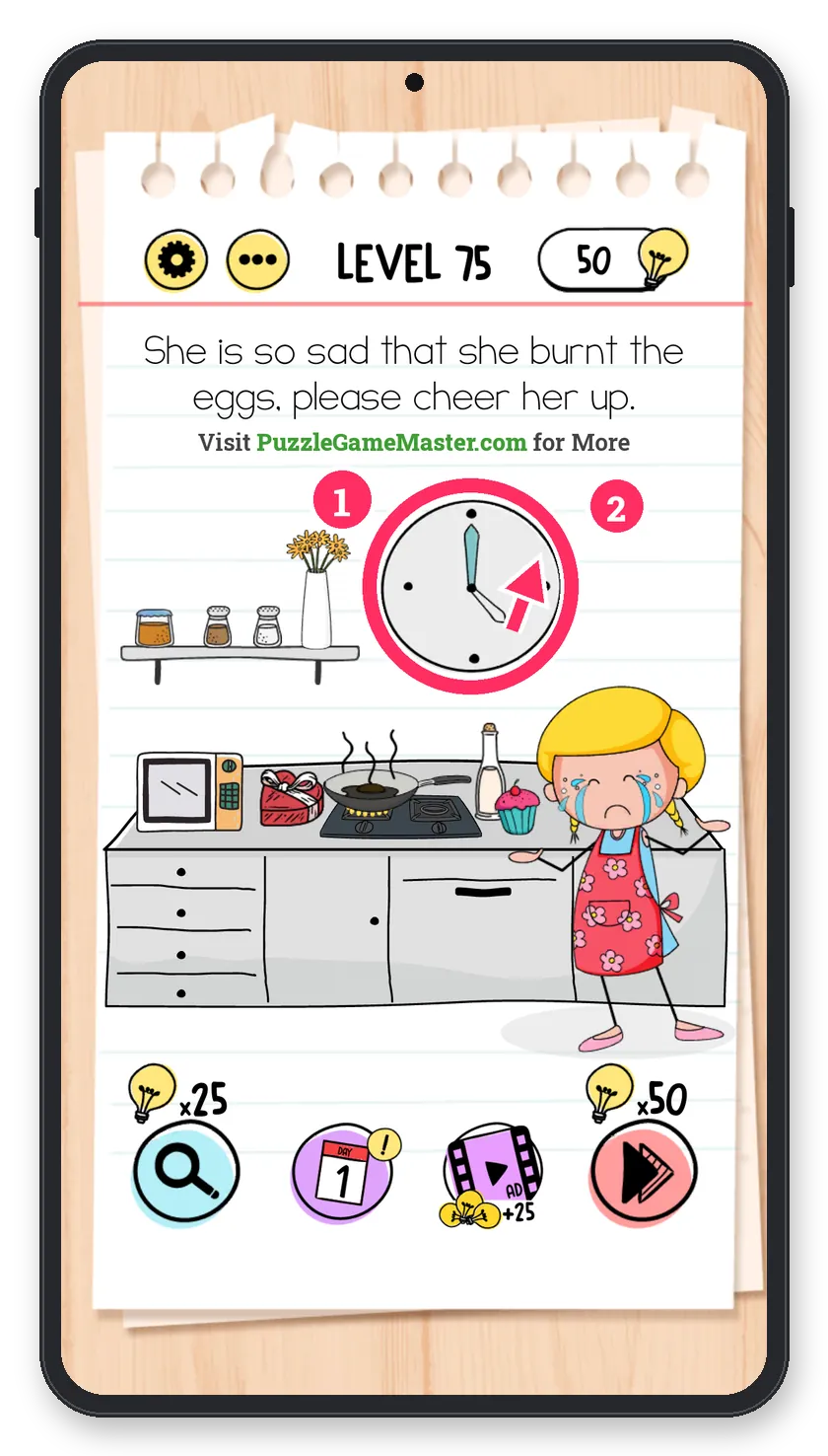 Brain Test: Tricky Puzzles Level 75 answer with steps marked