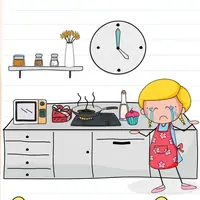 Brain Test: Tricky Puzzles Level 75 answer – She Is So Sad That She Burnt the Eggs, Please Cheer Her Up
