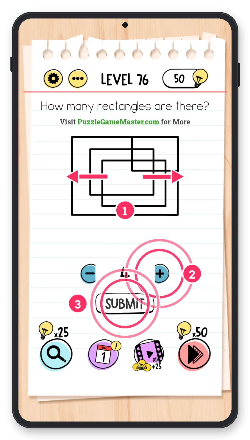 Brain Test: Tricky Puzzles Level 76 answer with steps marked