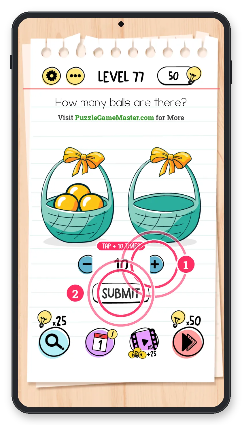 Brain Test: Tricky Puzzles Level 77 answer with steps marked