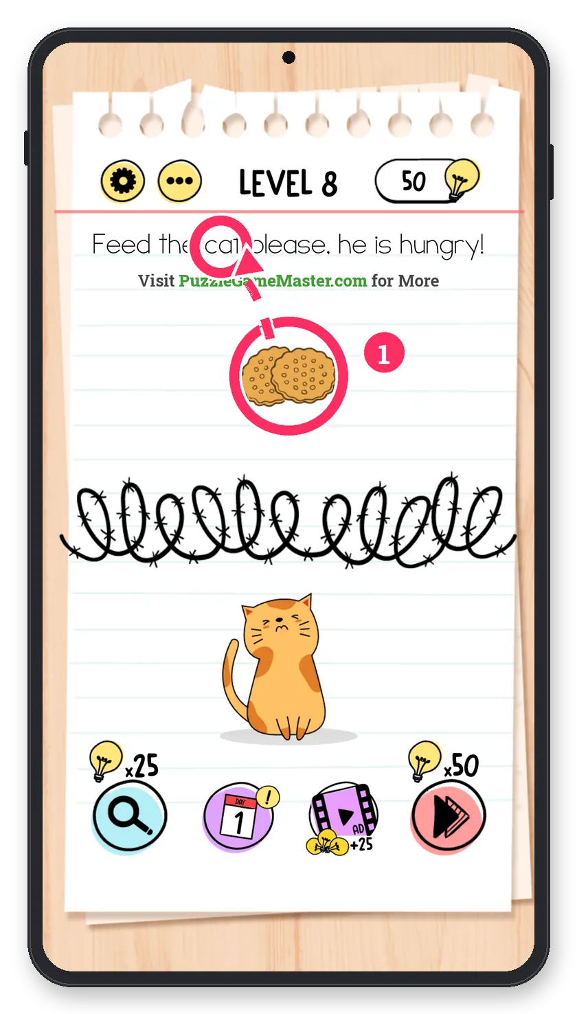 Brain Test: Tricky Puzzles Level 8 answer with steps marked