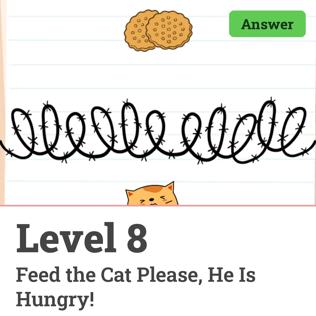 Brain Test: Tricky Puzzles Level 8 answer – Feed the Cat Please, He Is Hungry!