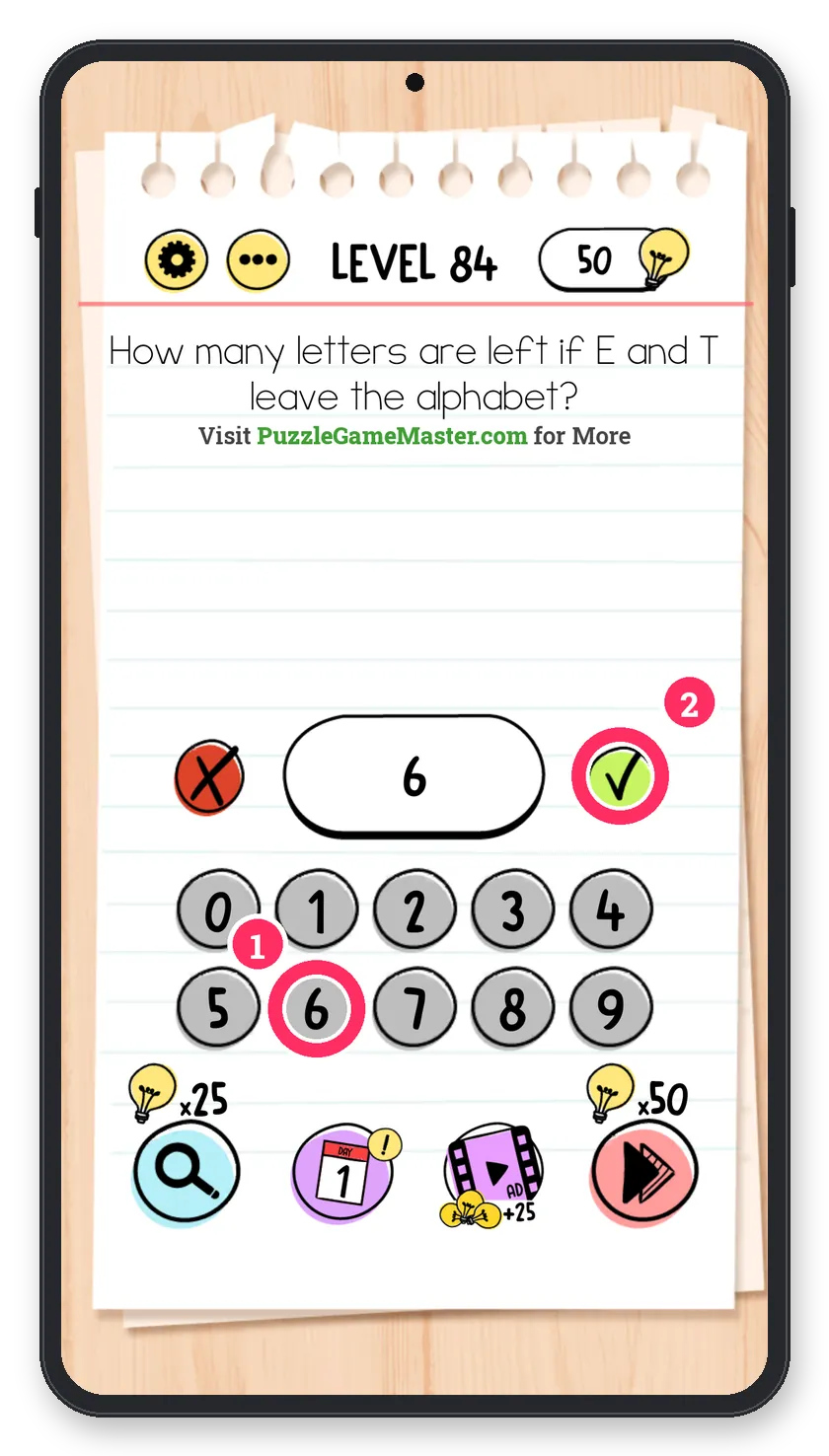 Brain Test: Tricky Puzzles Level 84 answer with steps marked