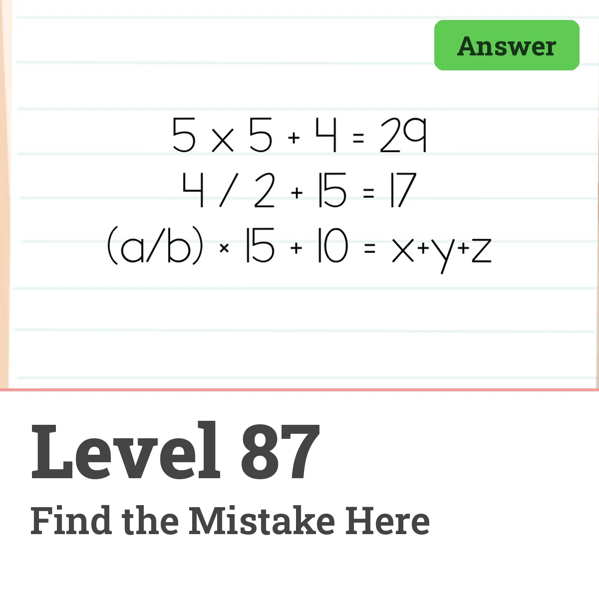 Brain Test: Tricky Puzzles Level 87 answer – Find the Mistake Here