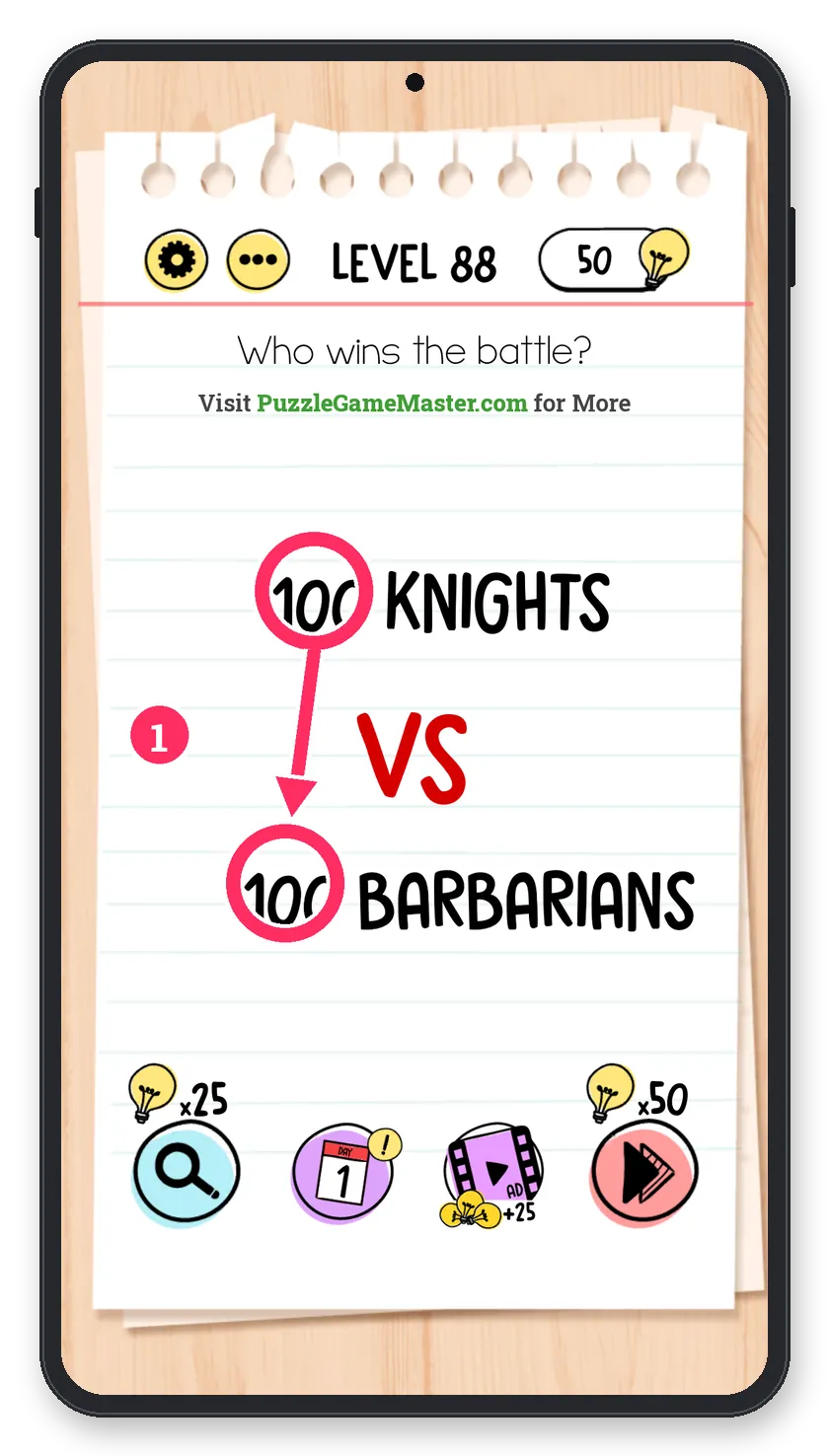 Brain Test: Tricky Puzzles Level 88 answer with steps marked
