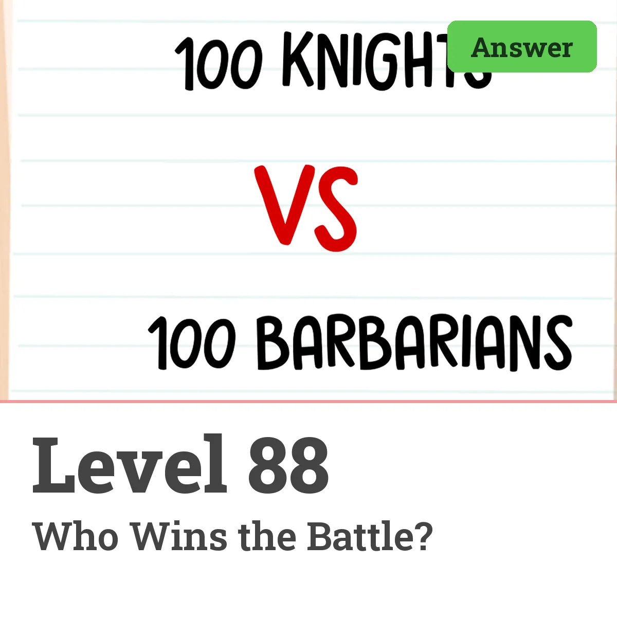 Brain Test: Tricky Puzzles Level 88 answer – Who Wins the Battle?