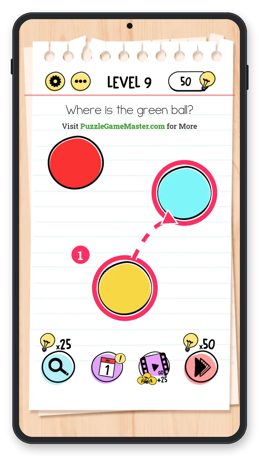 Brain Test: Tricky Puzzles Level 9 answer with steps marked