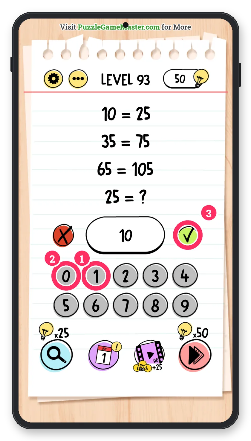 Brain Test: Tricky Puzzles Level 93 answer with steps marked