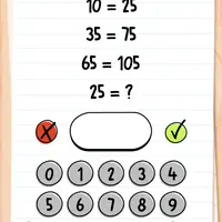 Brain Test: Tricky Puzzles Level 93 answer – 10 = 25, 35 = 75, 65 = 105, 25 = ?